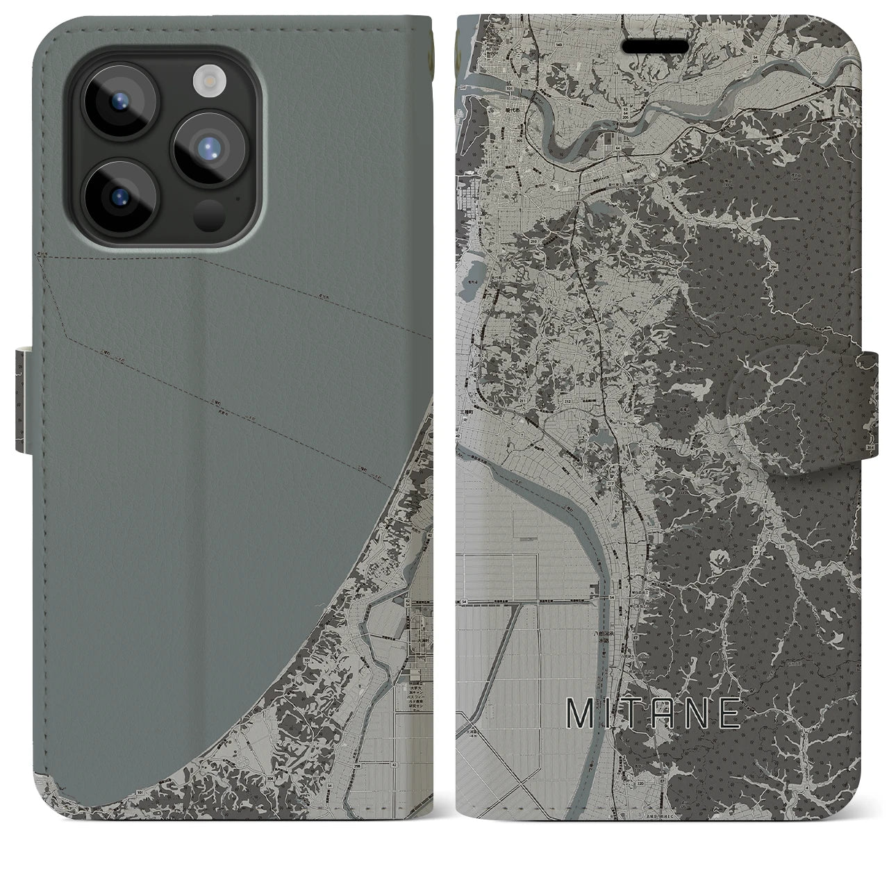 【三種(秋田県)】地図柄iPhoneケース(手帳タイプ)