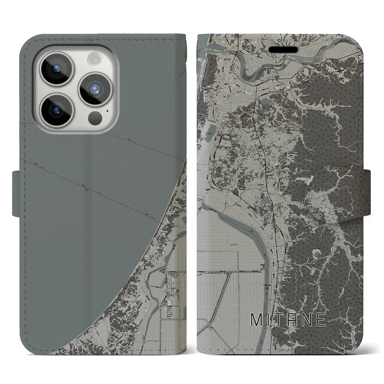 【三種(秋田県)】地図柄iPhoneケース(手帳タイプ)