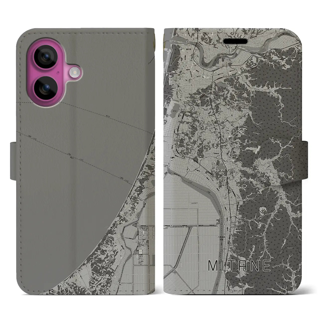 【三種(秋田県)】地図柄iPhoneケース(手帳タイプ)