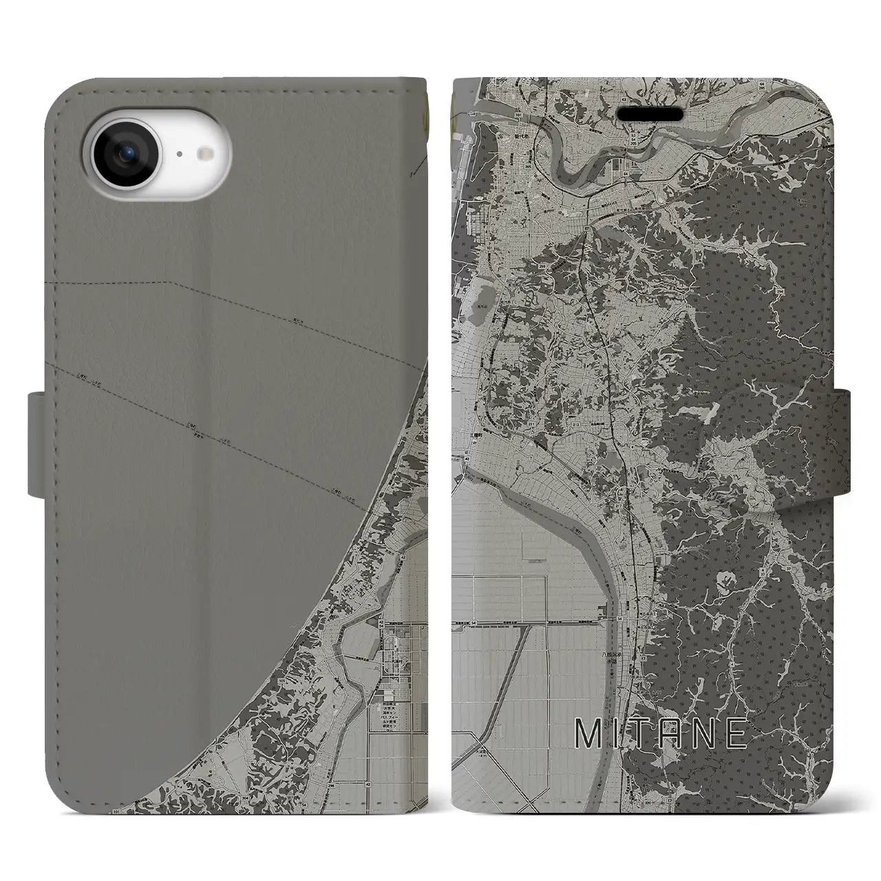 【三種(秋田県)】地図柄iPhoneケース(手帳タイプ)