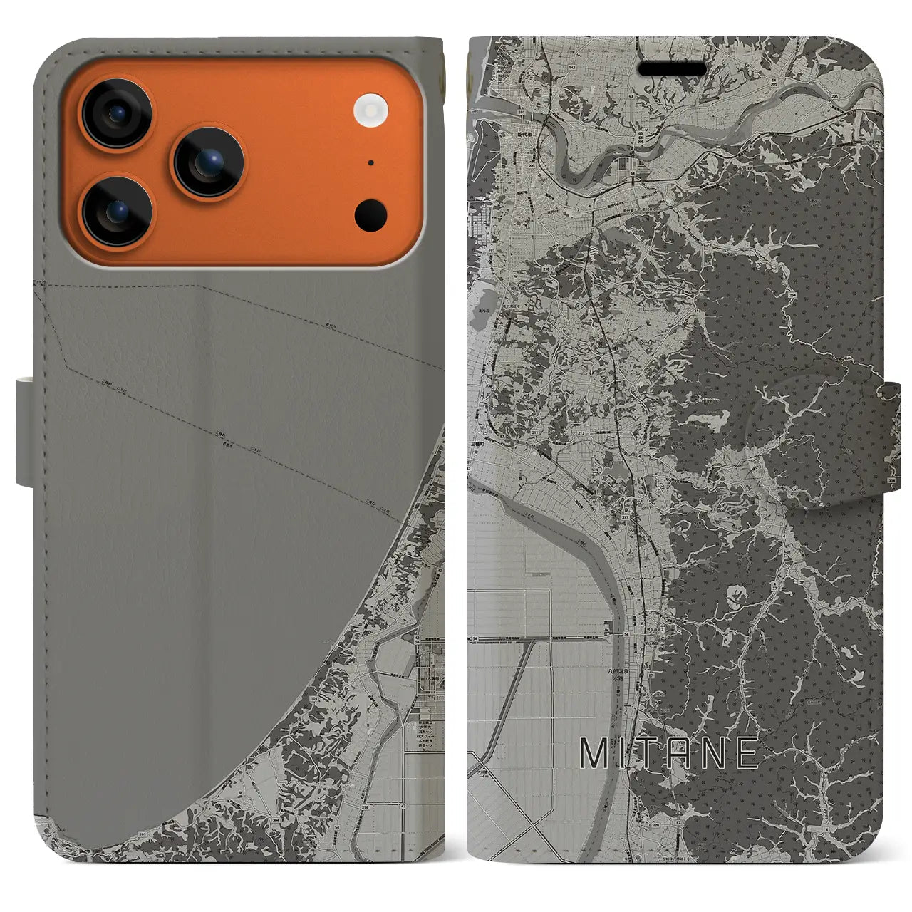 【三種(秋田県)】地図柄iPhoneケース(手帳タイプ)