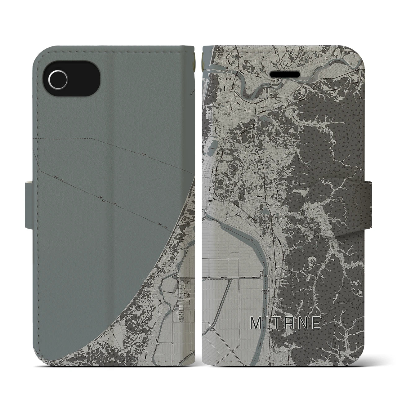 【三種(秋田県)】地図柄iPhoneケース(手帳タイプ)