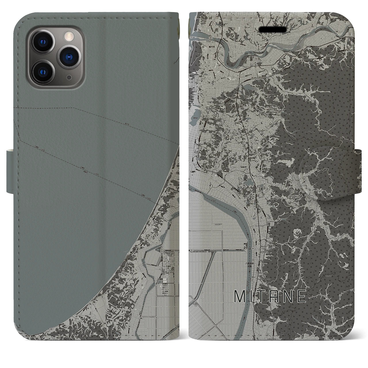 【三種(秋田県)】地図柄iPhoneケース(手帳タイプ)