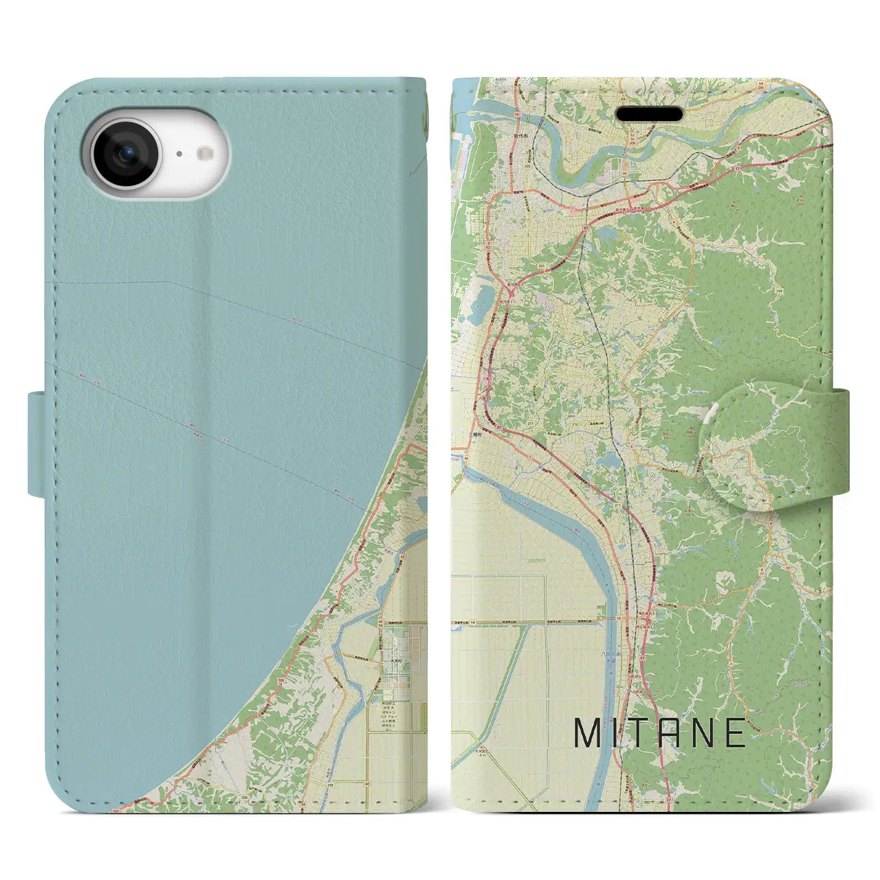 【三種(秋田県)】地図柄iPhoneケース(手帳タイプ)
