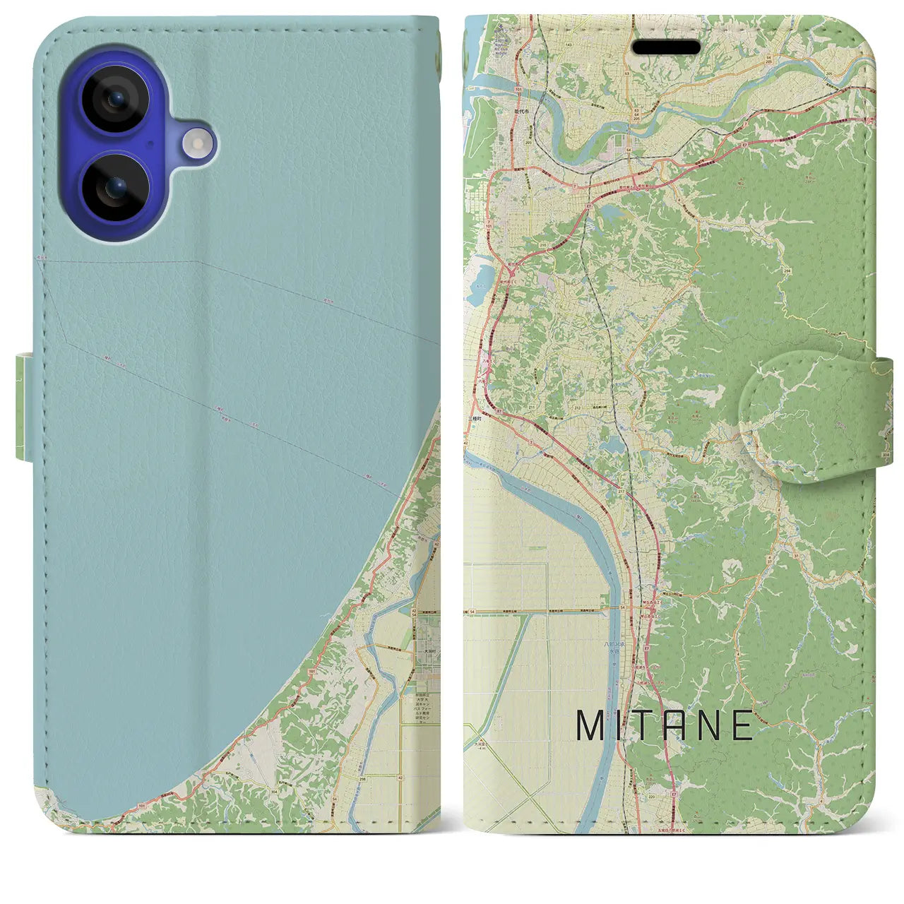 【三種(秋田県)】地図柄iPhoneケース(手帳タイプ)