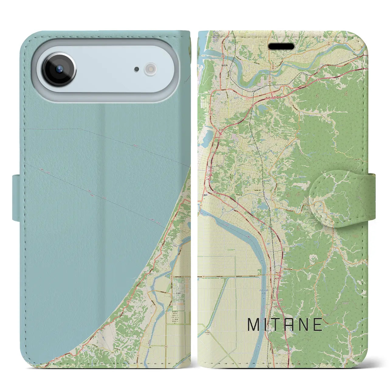 【三種(秋田県)】地図柄iPhoneケース(手帳タイプ)