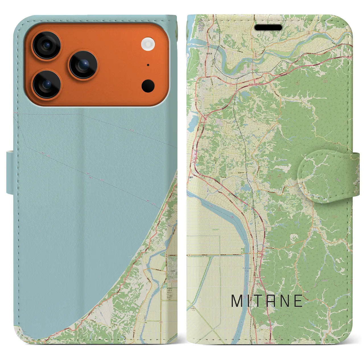 【三種(秋田県)】地図柄iPhoneケース(手帳タイプ)