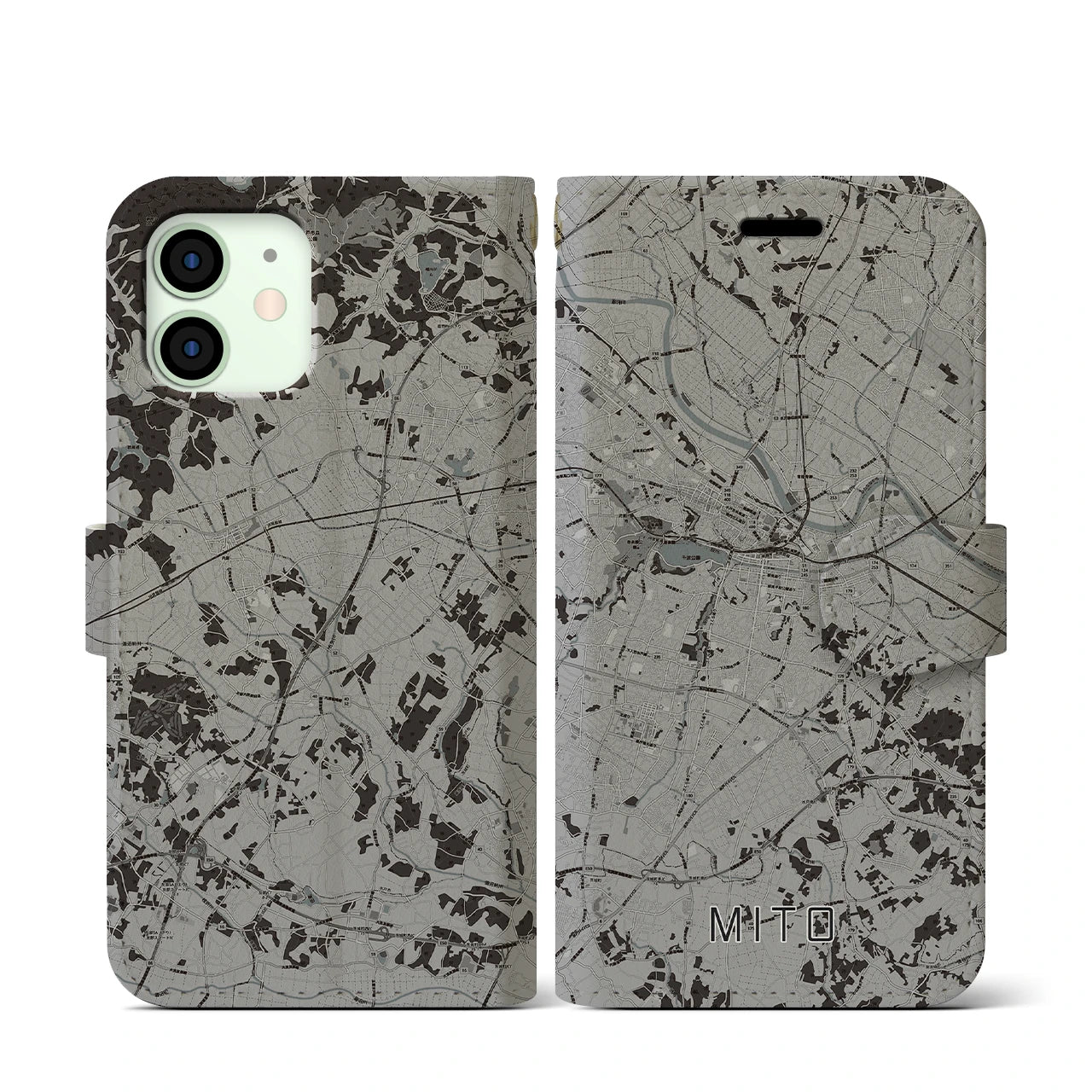 【水戸(茨城県)】地図柄iPhoneケース(手帳タイプ)