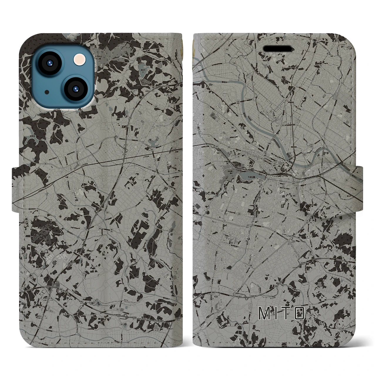 【水戸(茨城県)】地図柄iPhoneケース(手帳タイプ)