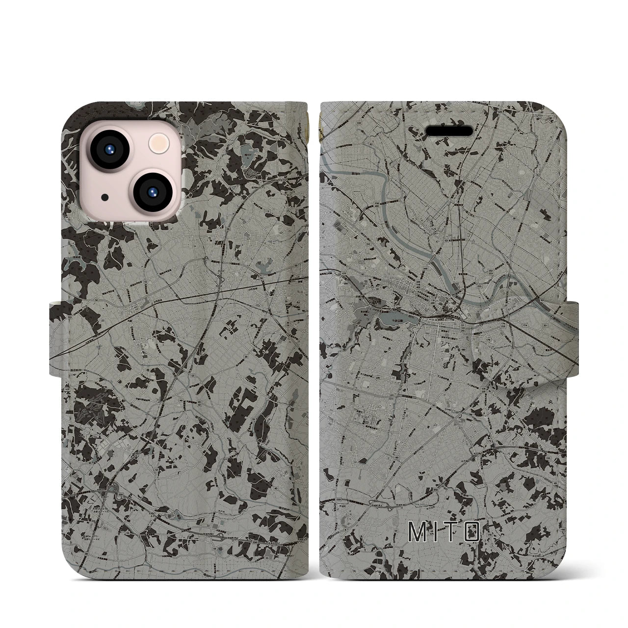 【水戸(茨城県)】地図柄iPhoneケース(手帳タイプ)