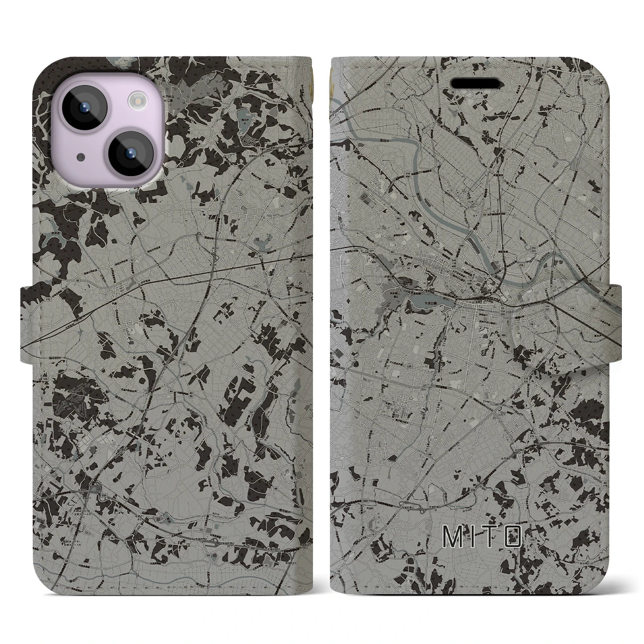 【水戸(茨城県)】地図柄iPhoneケース(手帳タイプ)