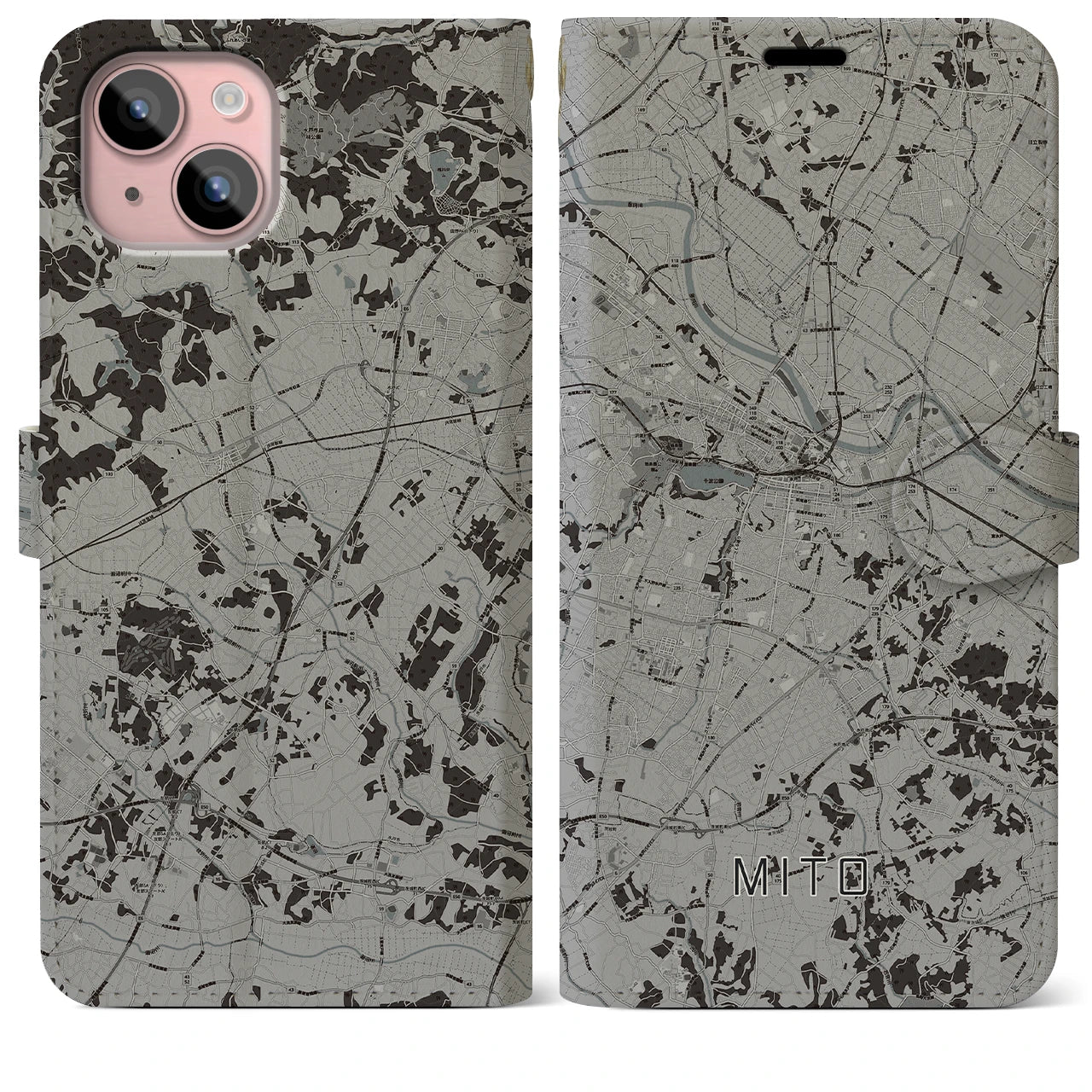 【水戸(茨城県)】地図柄iPhoneケース(手帳タイプ)