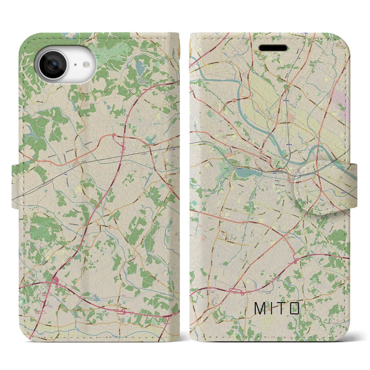 【水戸(茨城県)】地図柄iPhoneケース(手帳タイプ)