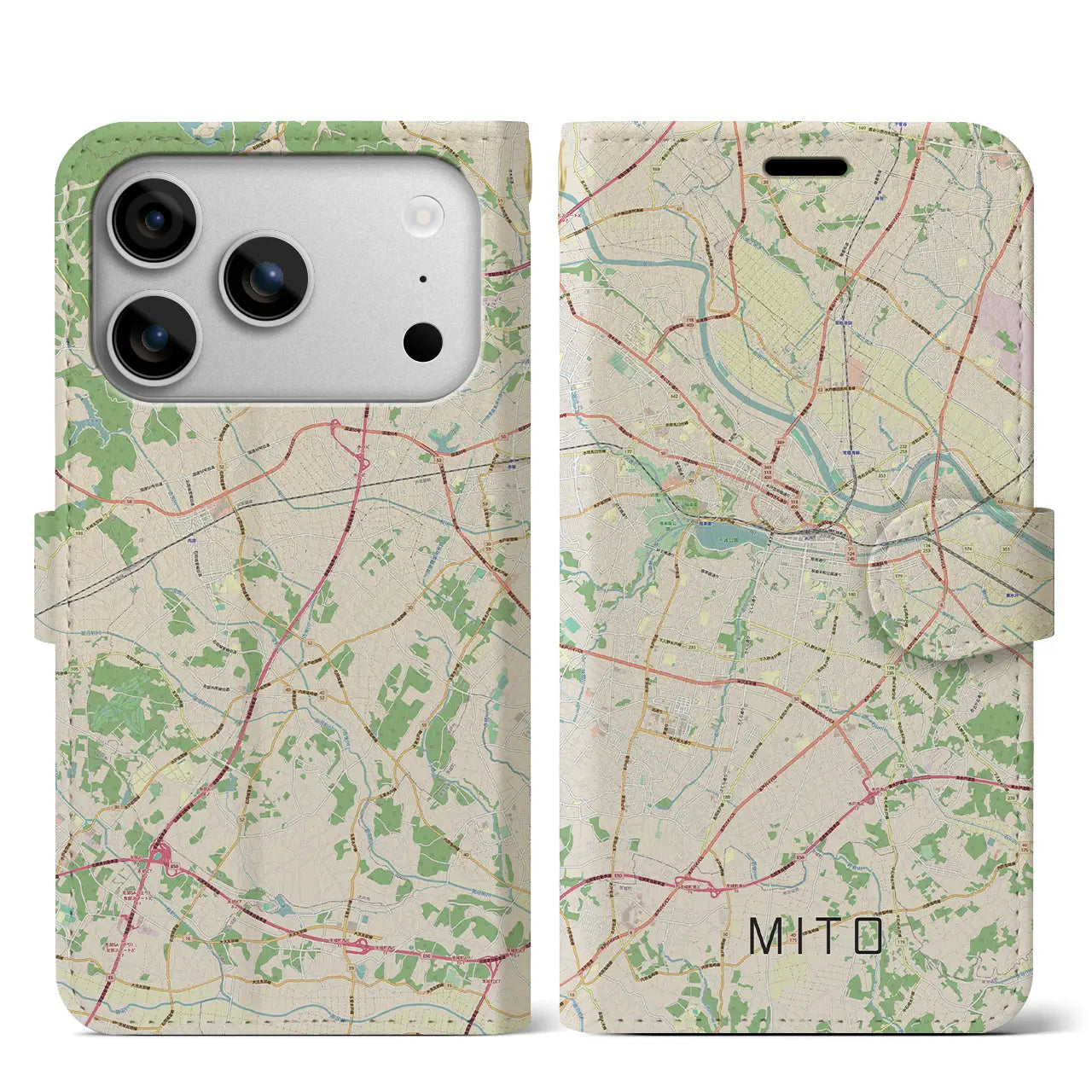 【水戸(茨城県)】地図柄iPhoneケース(手帳タイプ)