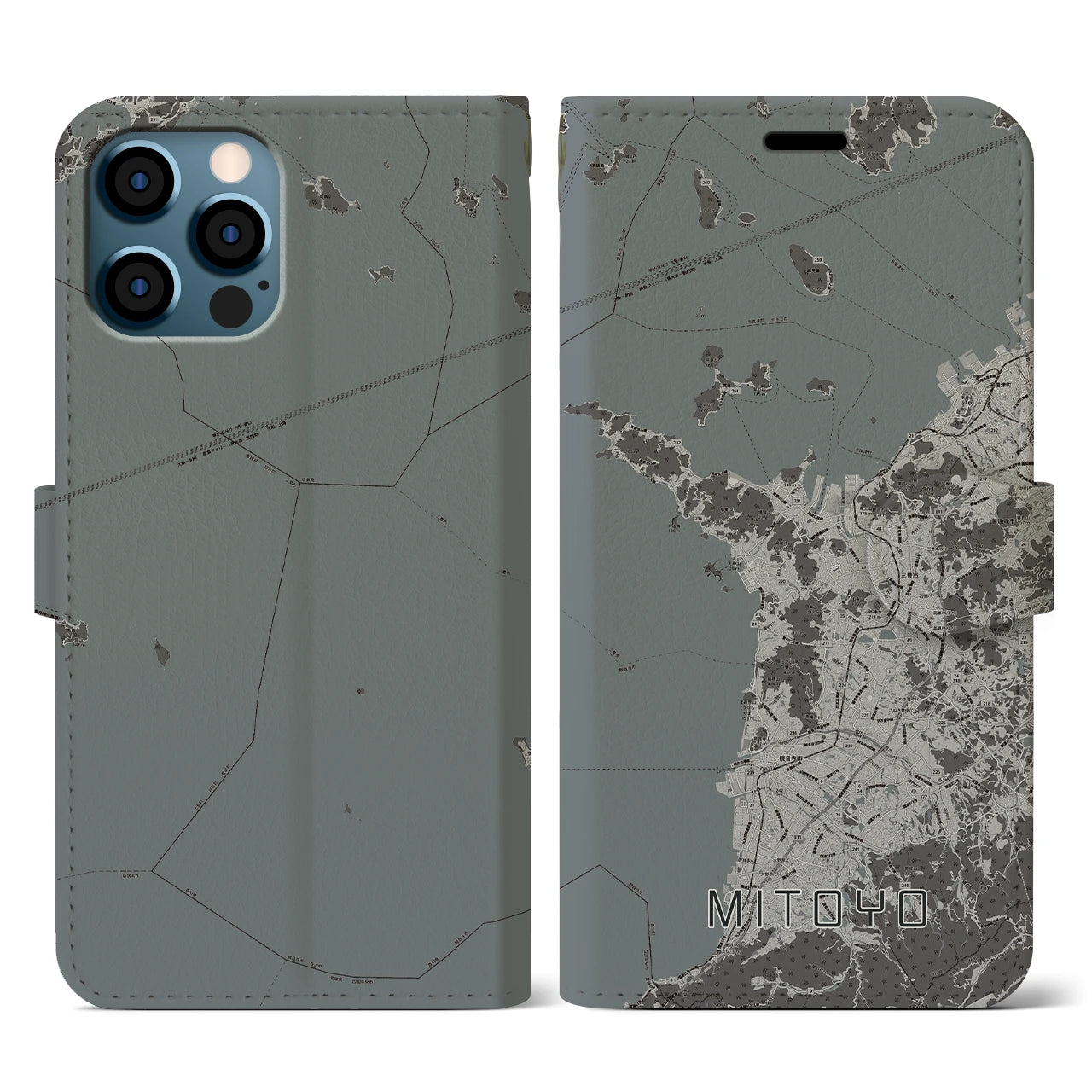 【三豊(香川県)】地図柄iPhoneケース(手帳タイプ)