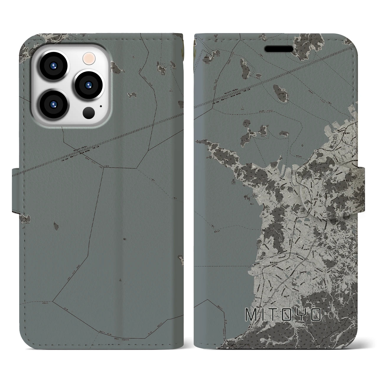 【三豊(香川県)】地図柄iPhoneケース(手帳タイプ)