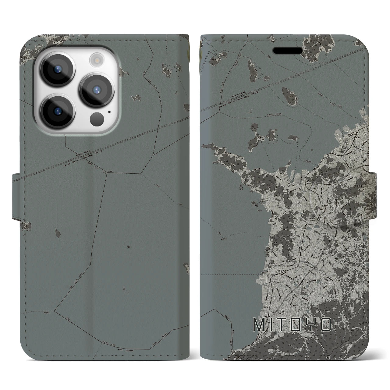 【三豊(香川県)】地図柄iPhoneケース(手帳タイプ)