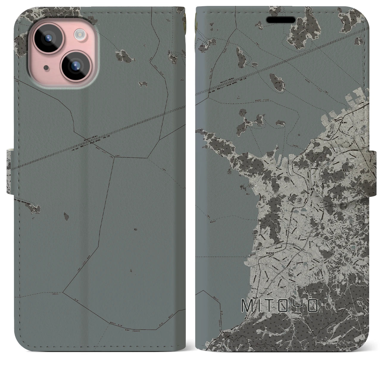 【三豊(香川県)】地図柄iPhoneケース(手帳タイプ)