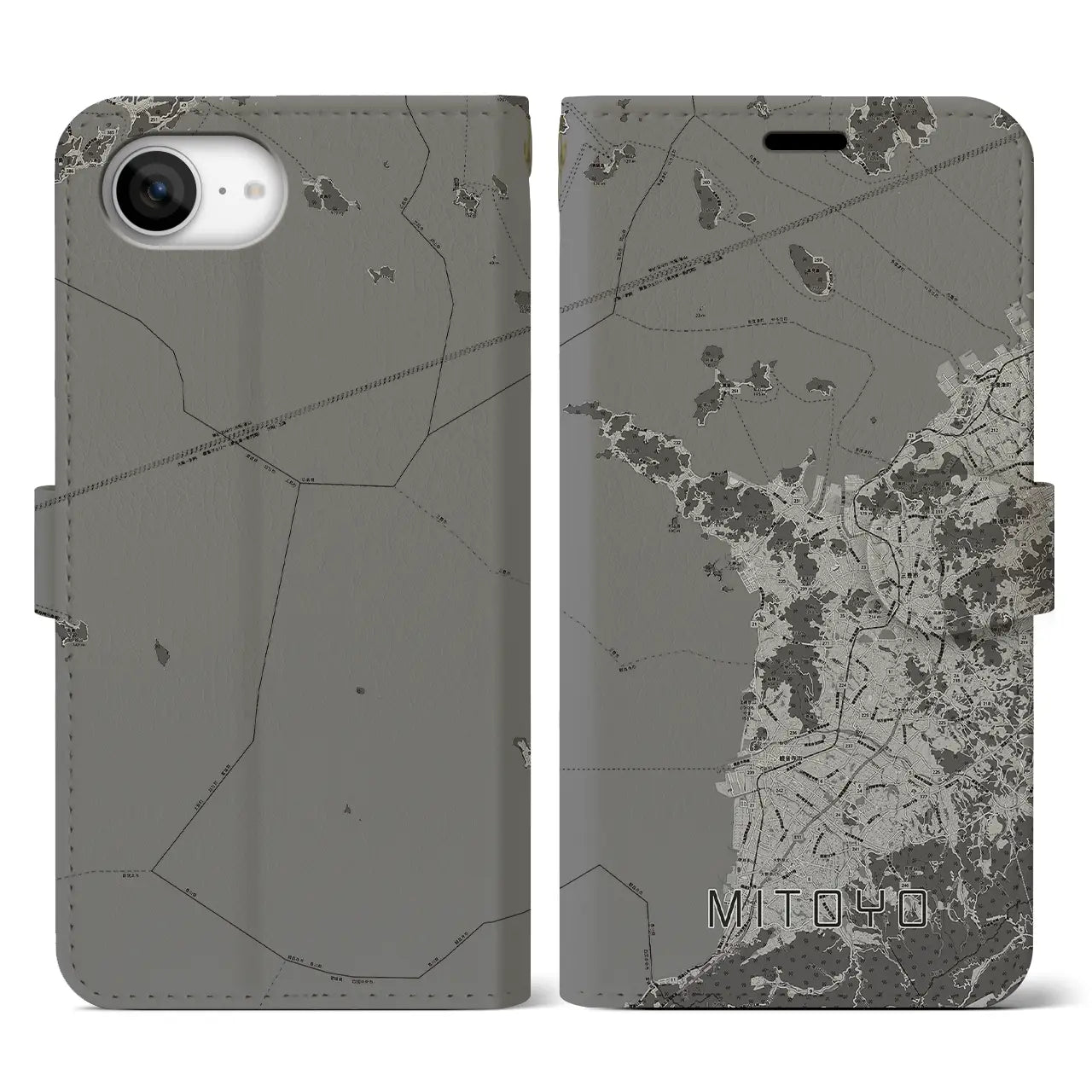 【三豊(香川県)】地図柄iPhoneケース(手帳タイプ)