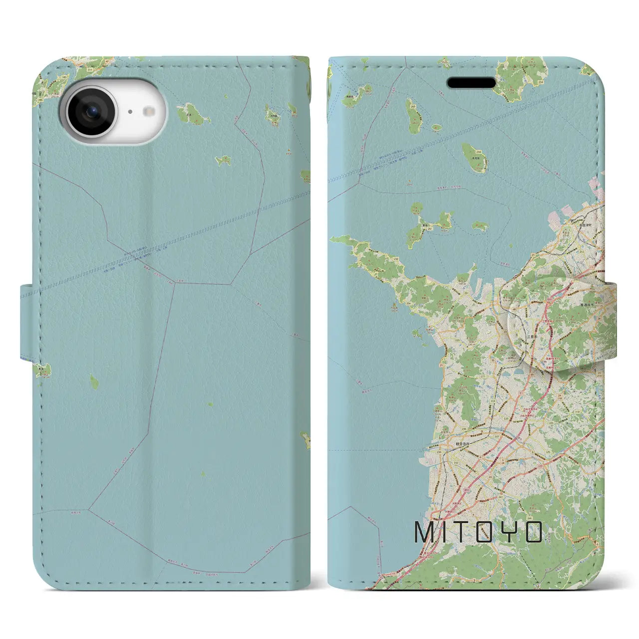【三豊(香川県)】地図柄iPhoneケース(手帳タイプ)