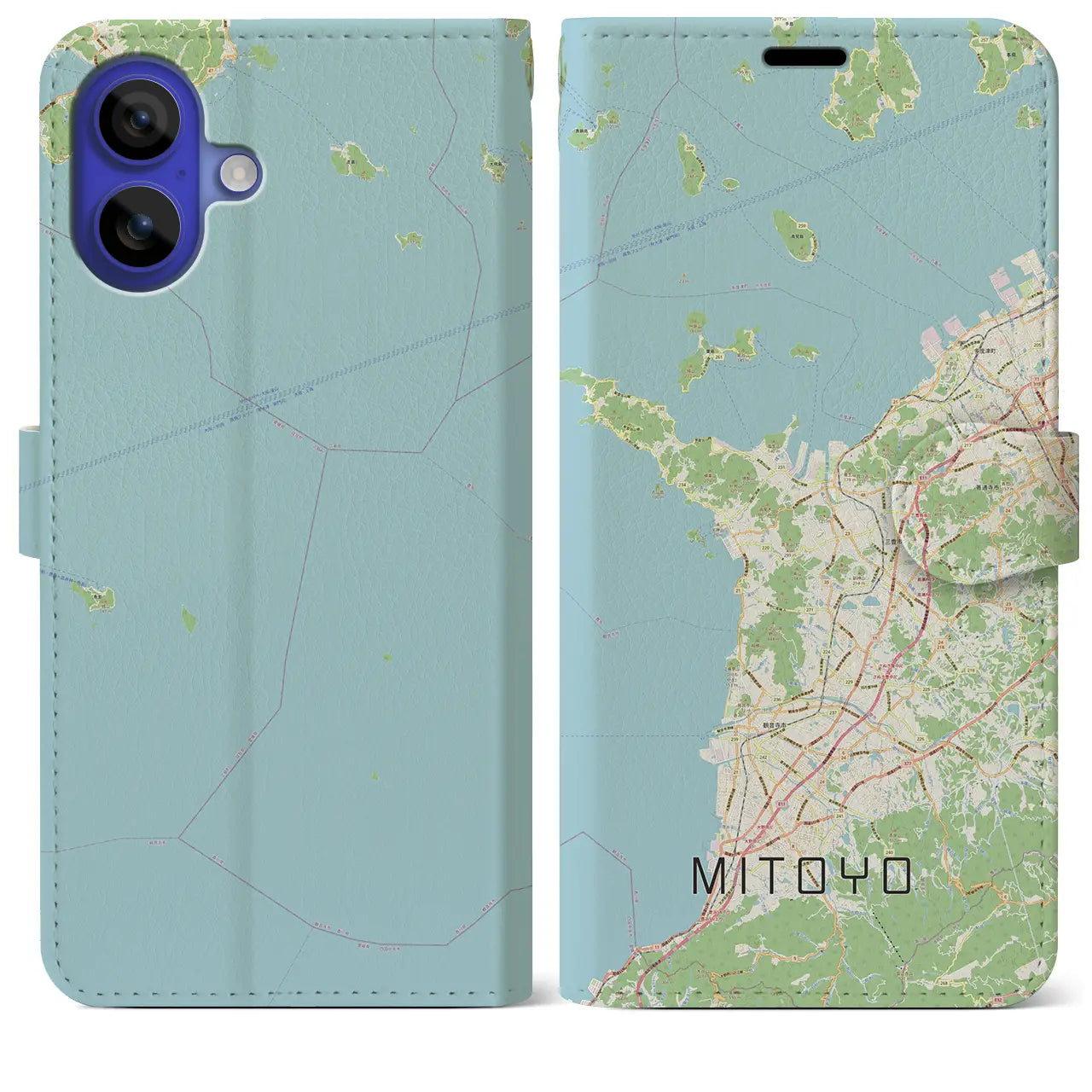 【三豊(香川県)】地図柄iPhoneケース(手帳タイプ)ナチュラル・iPhone 16 Pro Max 用