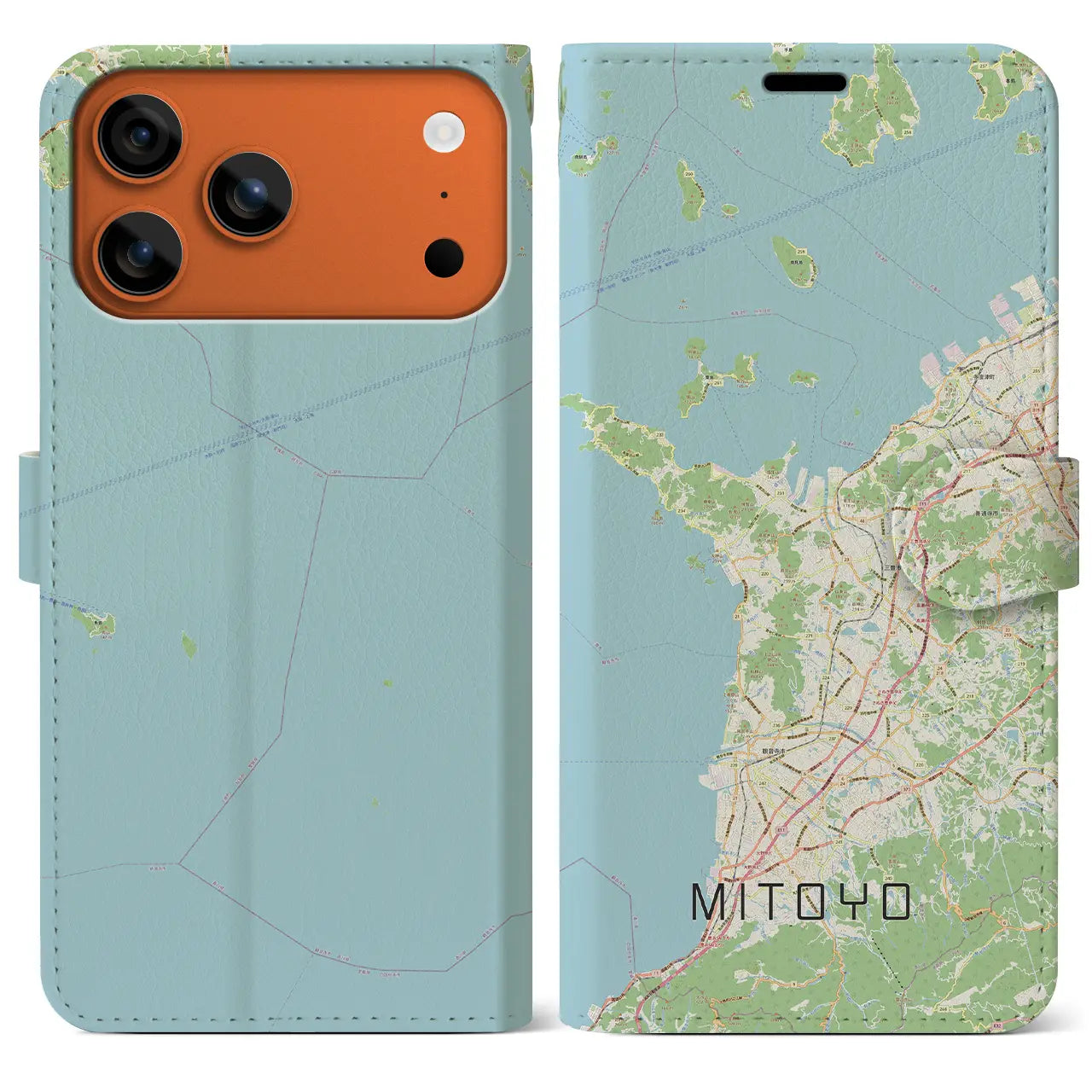 【三豊(香川県)】地図柄iPhoneケース(手帳タイプ)