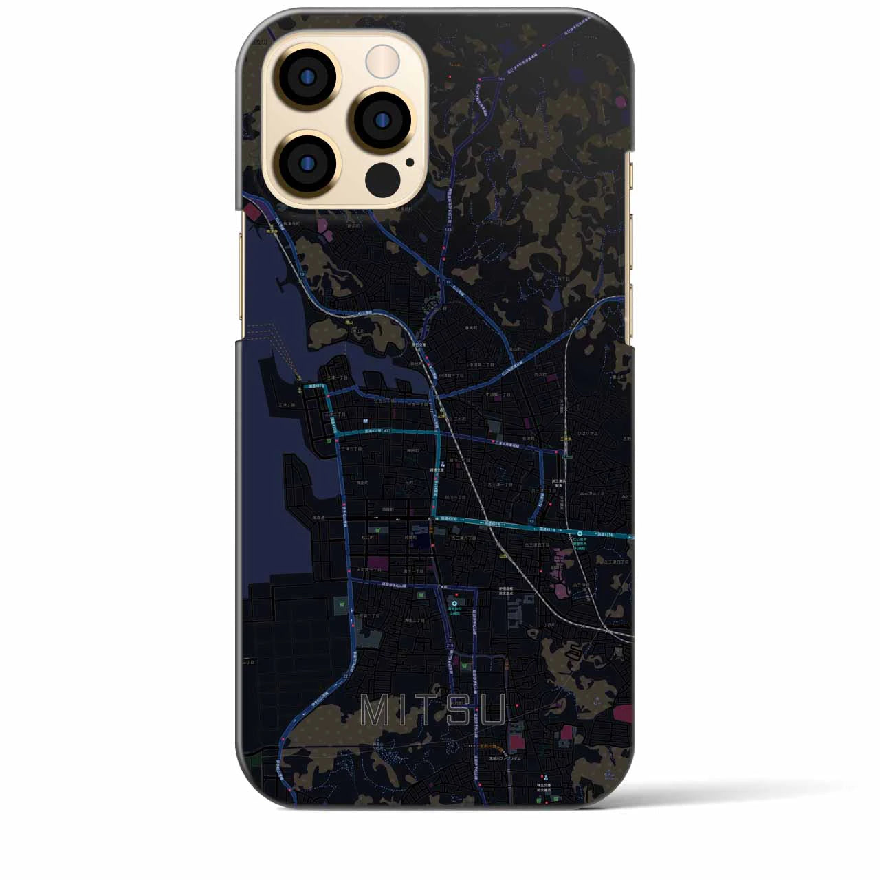 【三津(愛媛県)】地図柄iPhoneケース(バックカバータイプ)