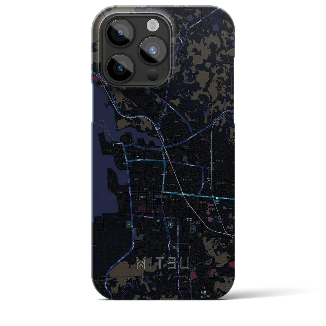 【三津(愛媛県)】地図柄iPhoneケース(バックカバータイプ)