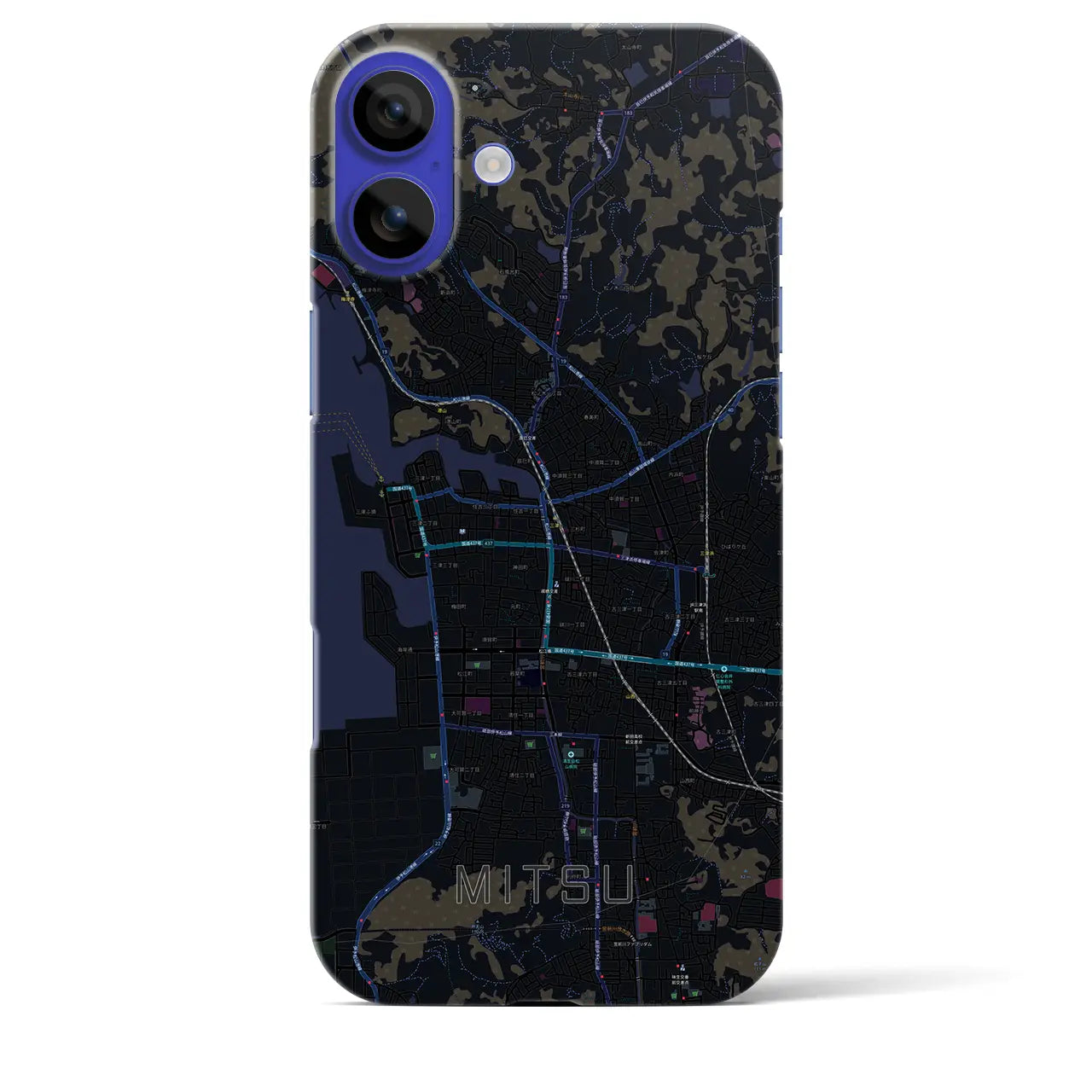 【三津(愛媛県)】地図柄iPhoneケース(バックカバータイプ)