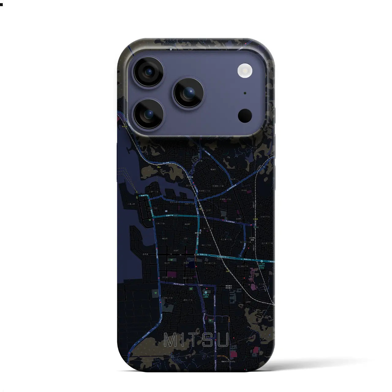 【三津(愛媛県)】地図柄iPhoneケース(バックカバータイプ)