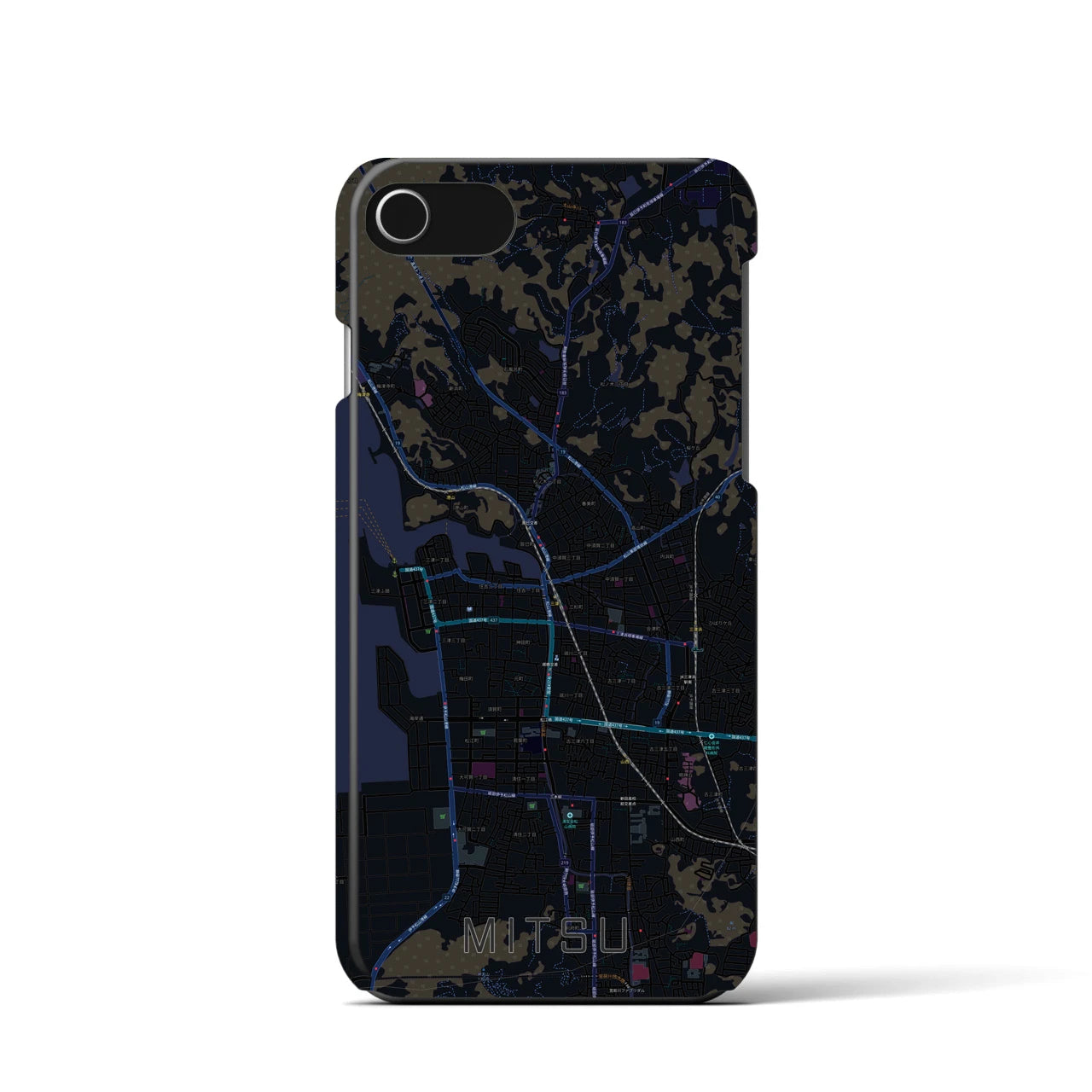 【三津(愛媛県)】地図柄iPhoneケース(バックカバータイプ)