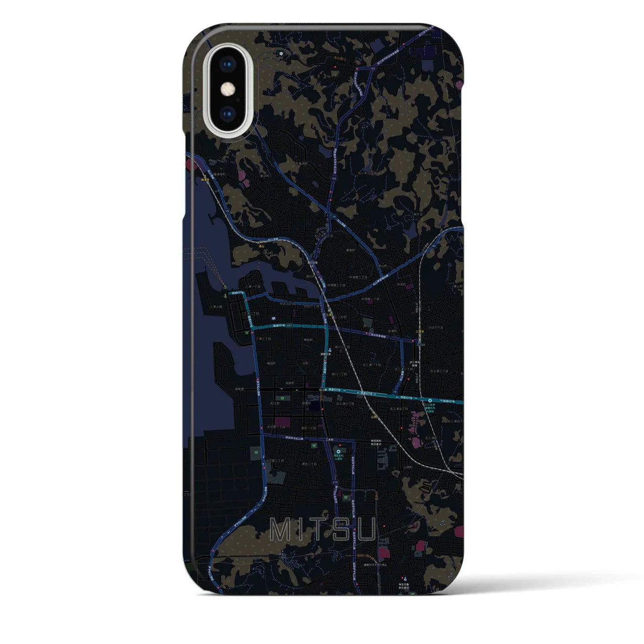 【三津(愛媛県)】地図柄iPhoneケース(バックカバータイプ)