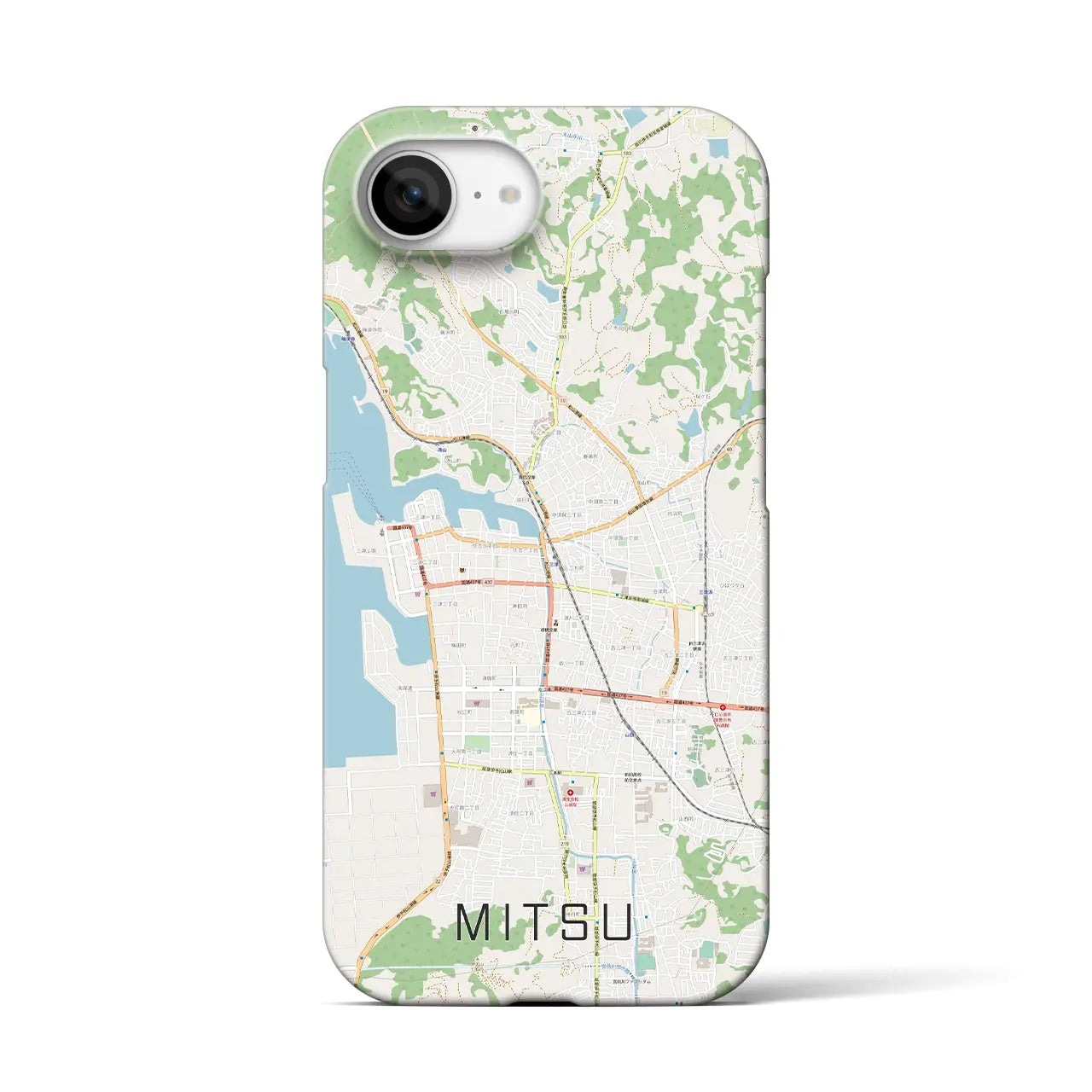 【三津(愛媛県)】地図柄iPhoneケース(バックカバータイプ)