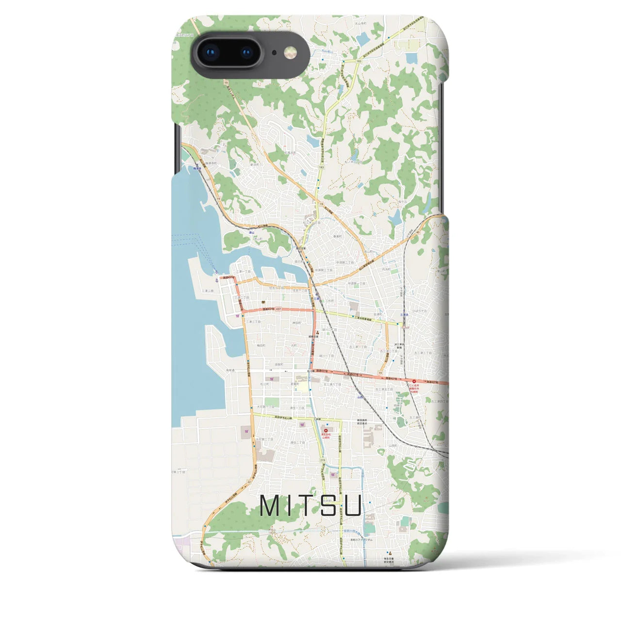 【三津(愛媛県)】地図柄iPhoneケース(バックカバータイプ)