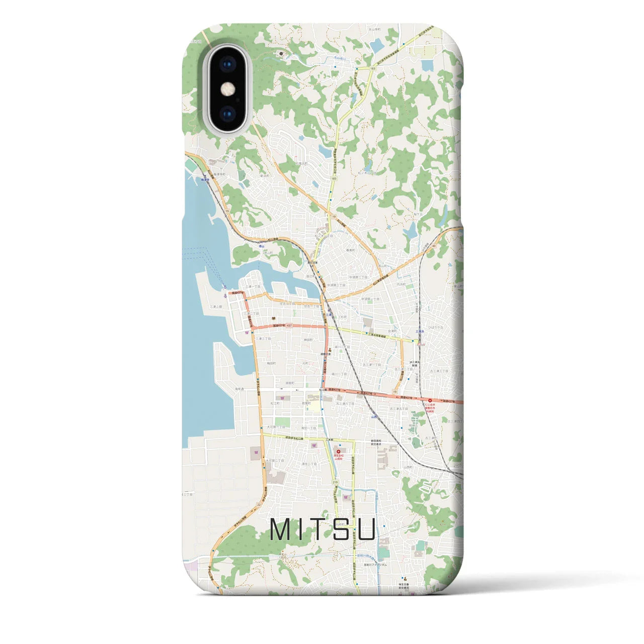 【三津(愛媛県)】地図柄iPhoneケース(バックカバータイプ)