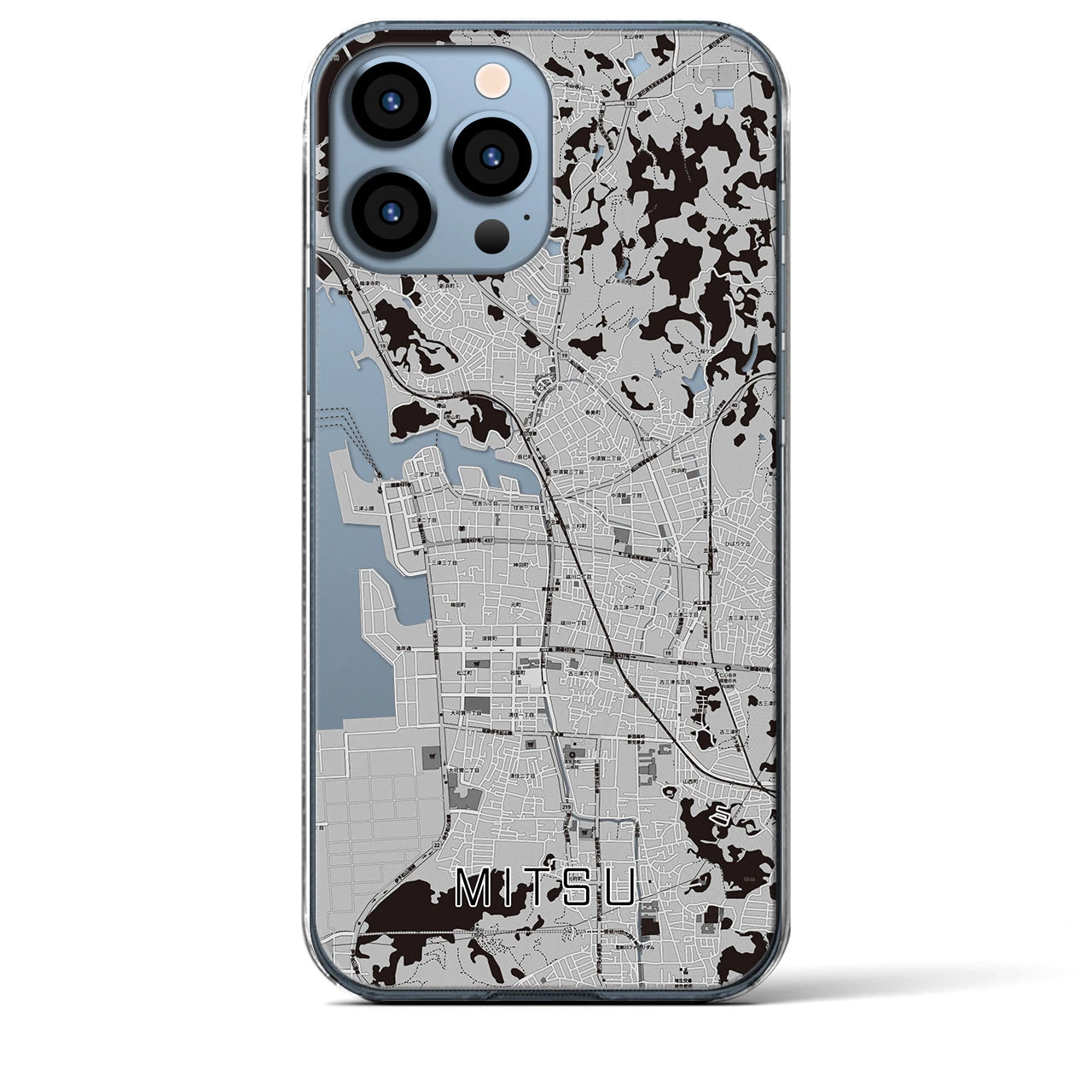 【三津(愛媛県)】地図柄iPhoneケース(クリアタイプ)