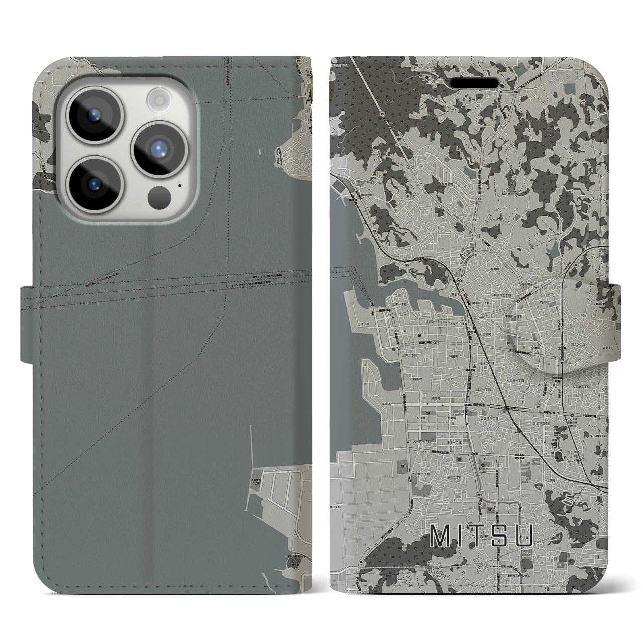 【三津(愛媛県)】地図柄iPhoneケース(手帳タイプ)