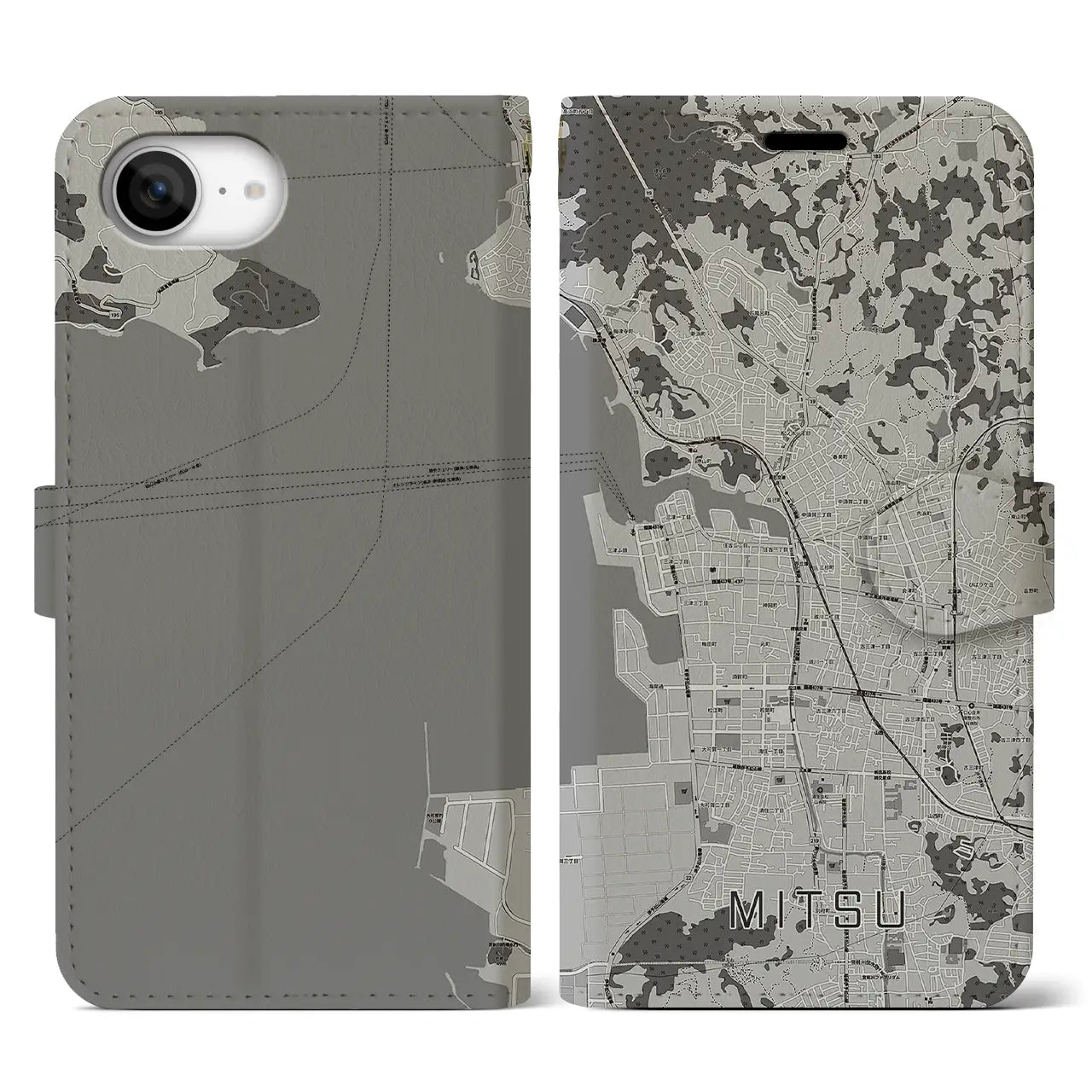 【三津(愛媛県)】地図柄iPhoneケース(手帳タイプ)