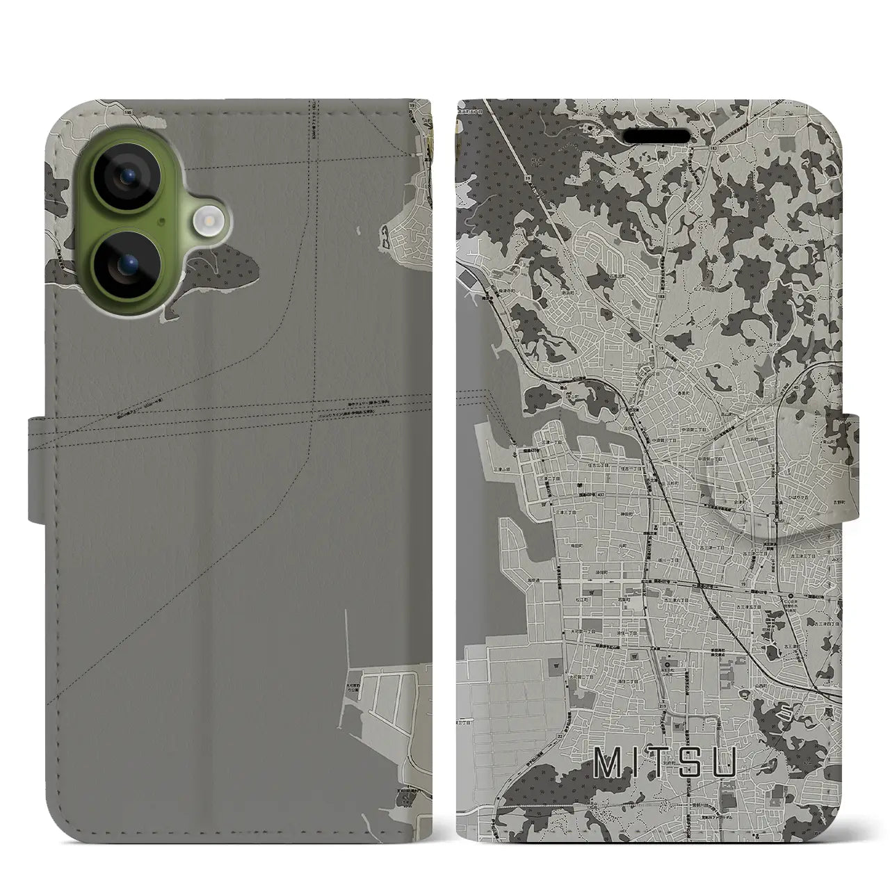 【三津(愛媛県)】地図柄iPhoneケース(手帳タイプ)