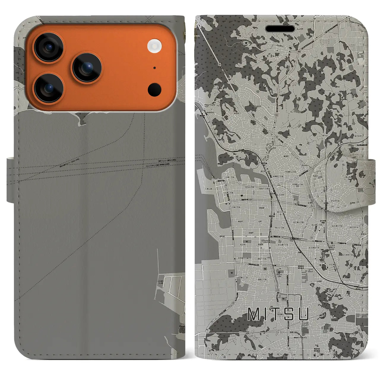 【三津(愛媛県)】地図柄iPhoneケース(手帳タイプ)