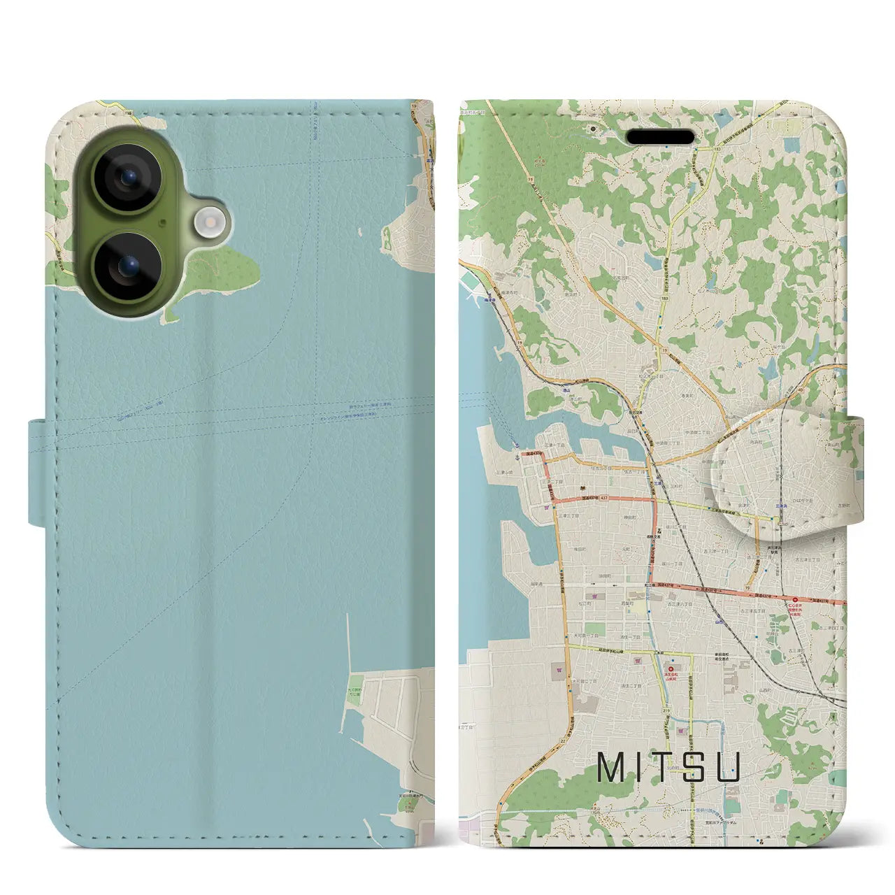 【三津(愛媛県)】地図柄iPhoneケース(手帳タイプ)