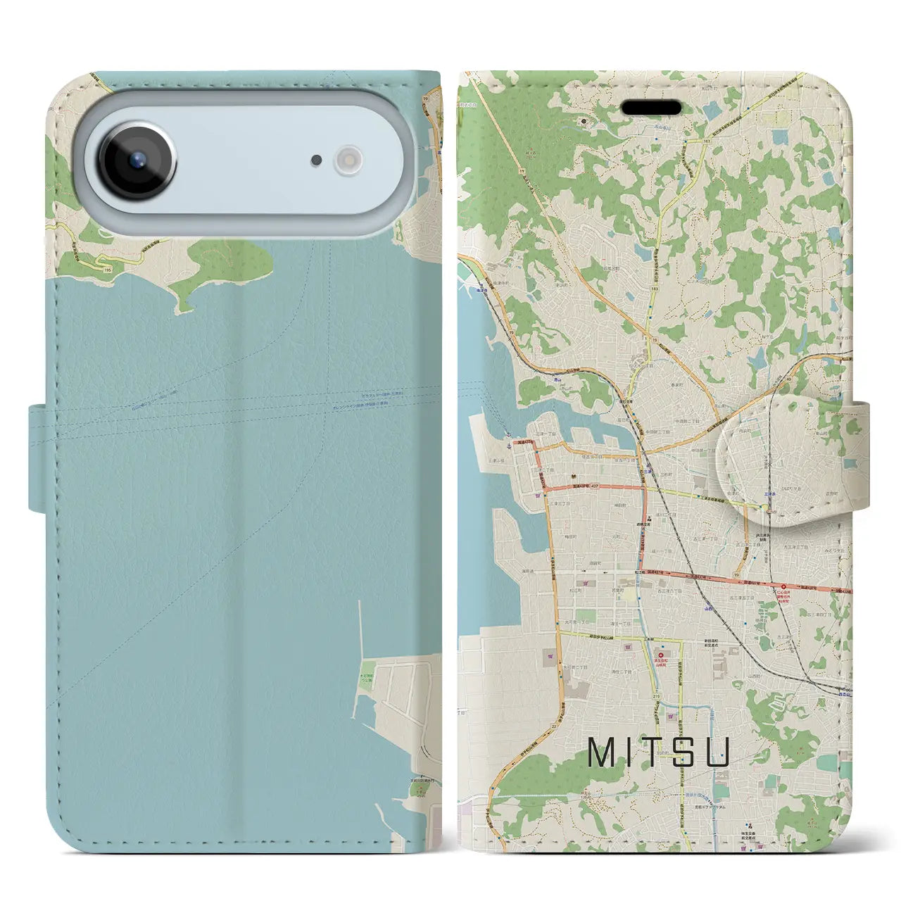 【三津(愛媛県)】地図柄iPhoneケース(手帳タイプ)