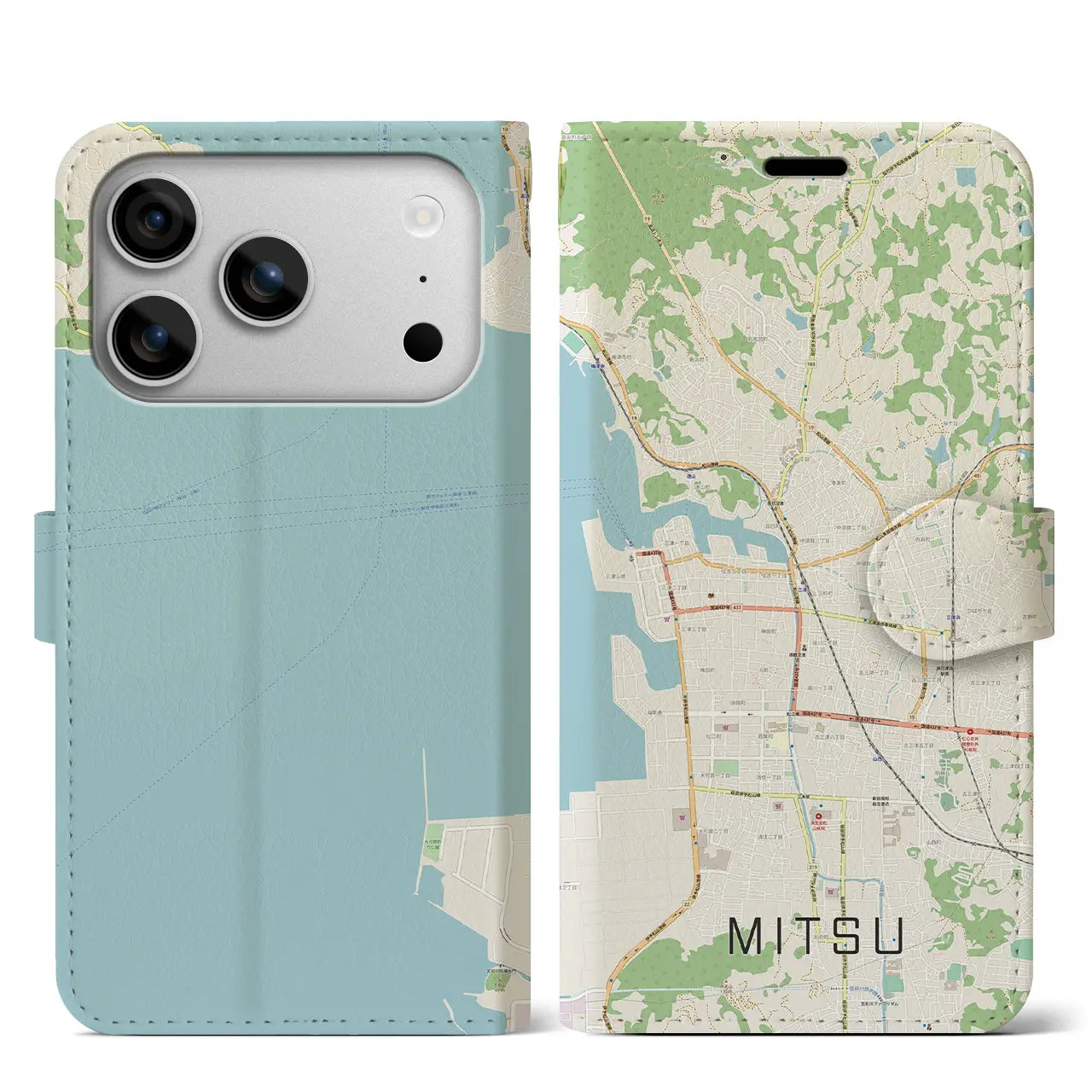 【三津(愛媛県)】地図柄iPhoneケース(手帳タイプ)