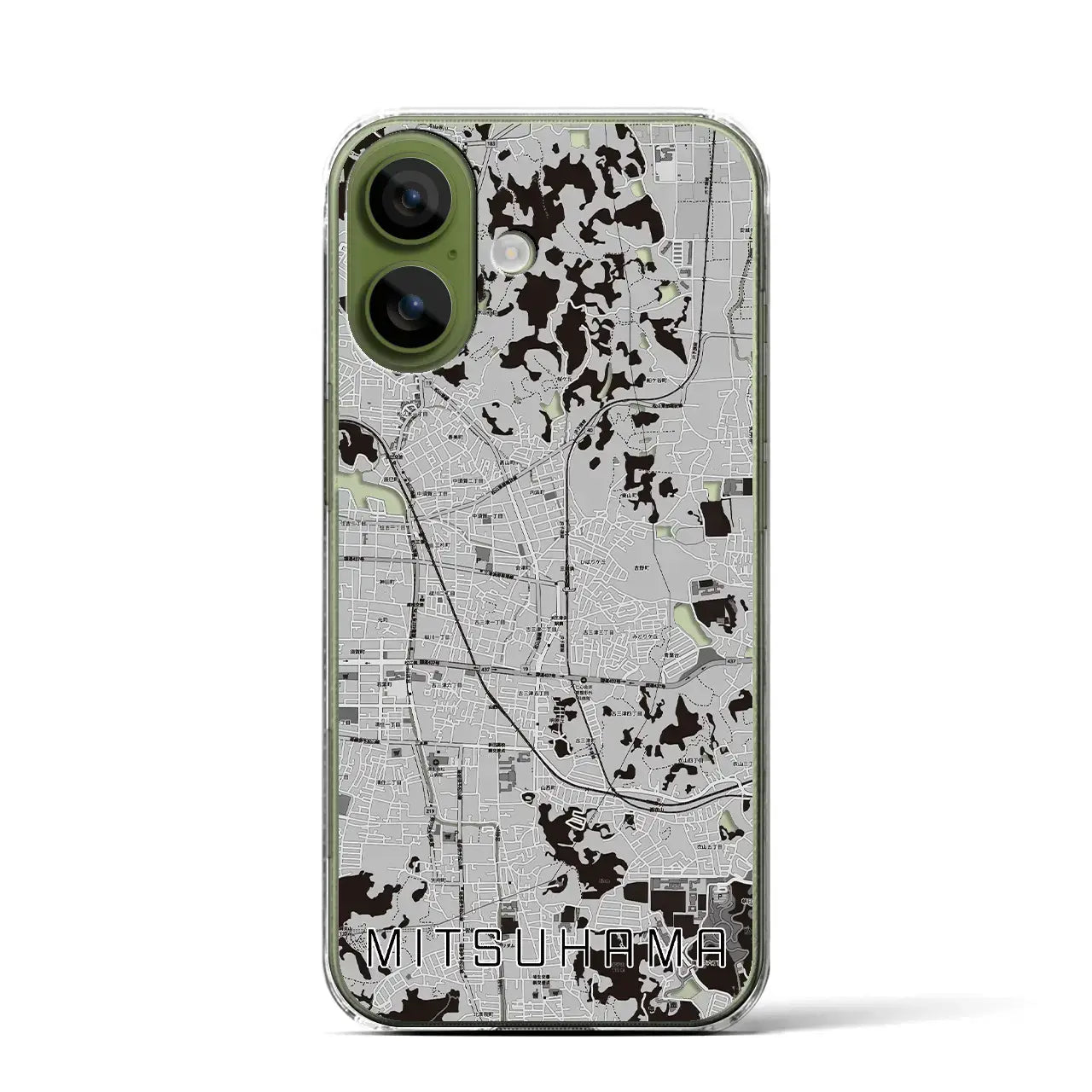 【三津浜(愛媛県)】地図柄iPhoneケース(クリアタイプ)モノトーン・iPhone 17 Pro Max 用