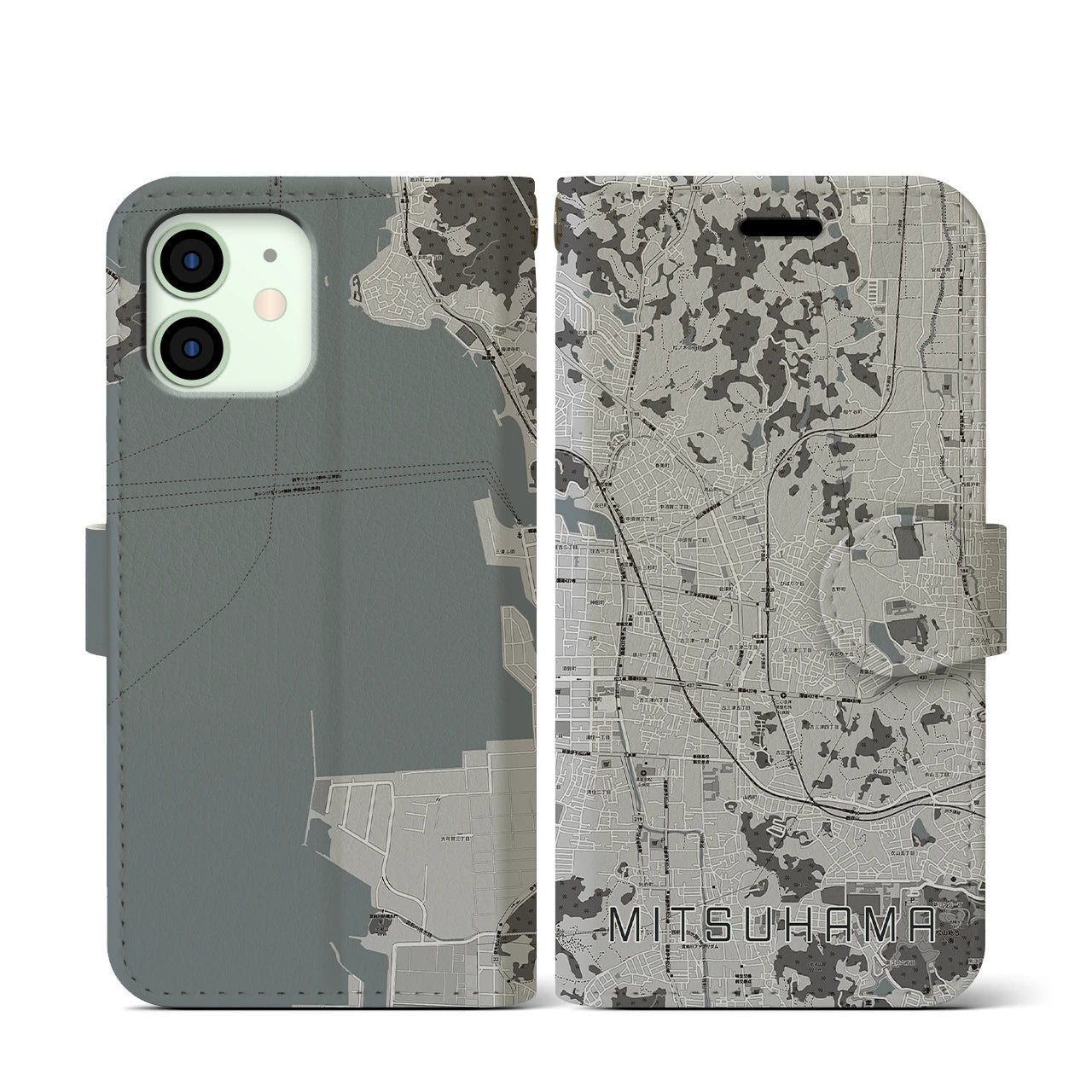 【三津浜(愛媛県)】地図柄iPhoneケース(手帳タイプ)