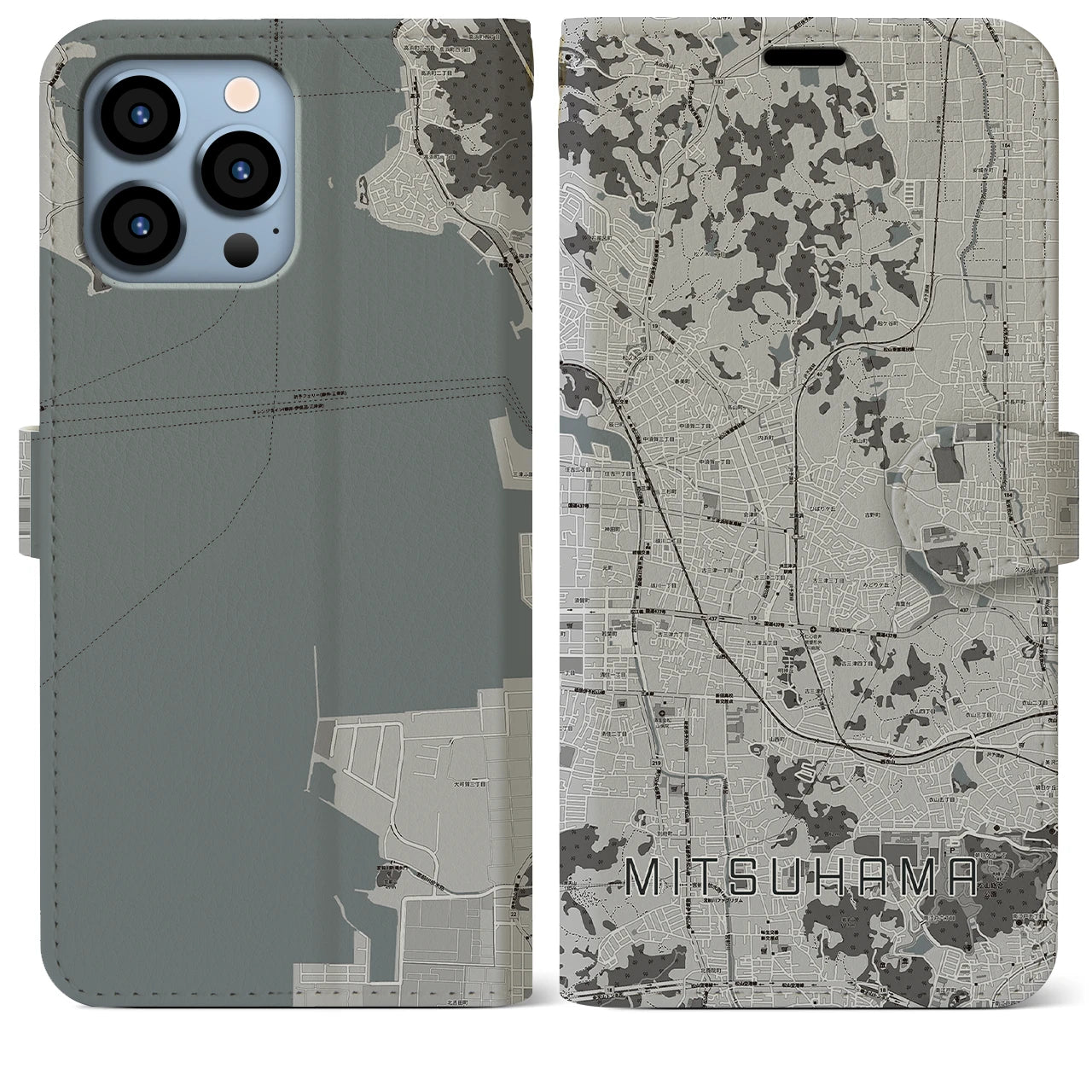 【三津浜(愛媛県)】地図柄iPhoneケース(手帳タイプ)