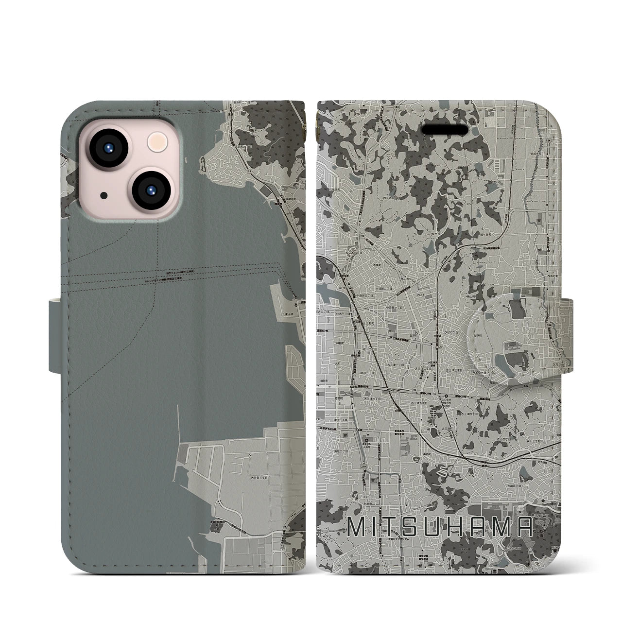 【三津浜(愛媛県)】地図柄iPhoneケース(手帳タイプ)