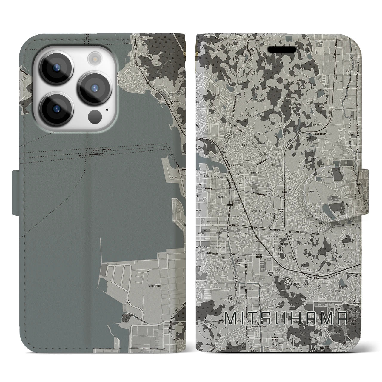 【三津浜(愛媛県)】地図柄iPhoneケース(手帳タイプ)