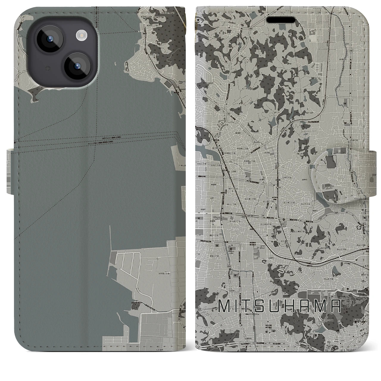 【三津浜(愛媛県)】地図柄iPhoneケース(手帳タイプ)