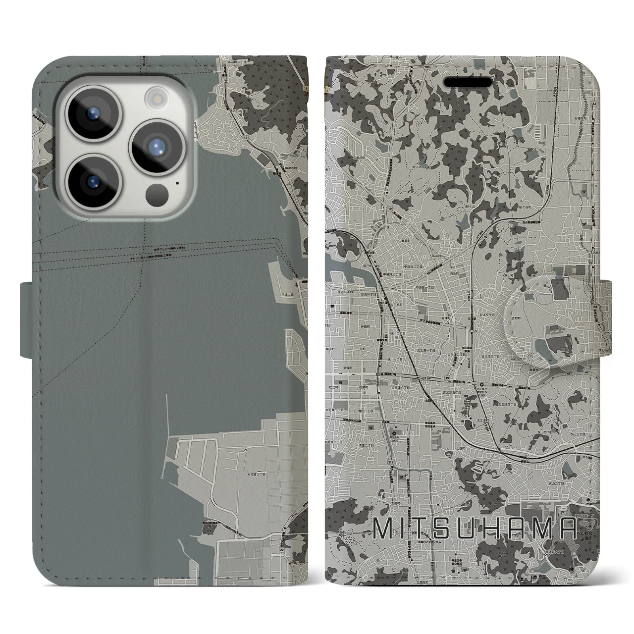 【三津浜(愛媛県)】地図柄iPhoneケース(手帳タイプ)